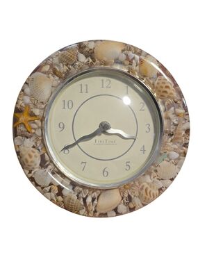 FirsTime Seashell Coastal Wall Clock in White